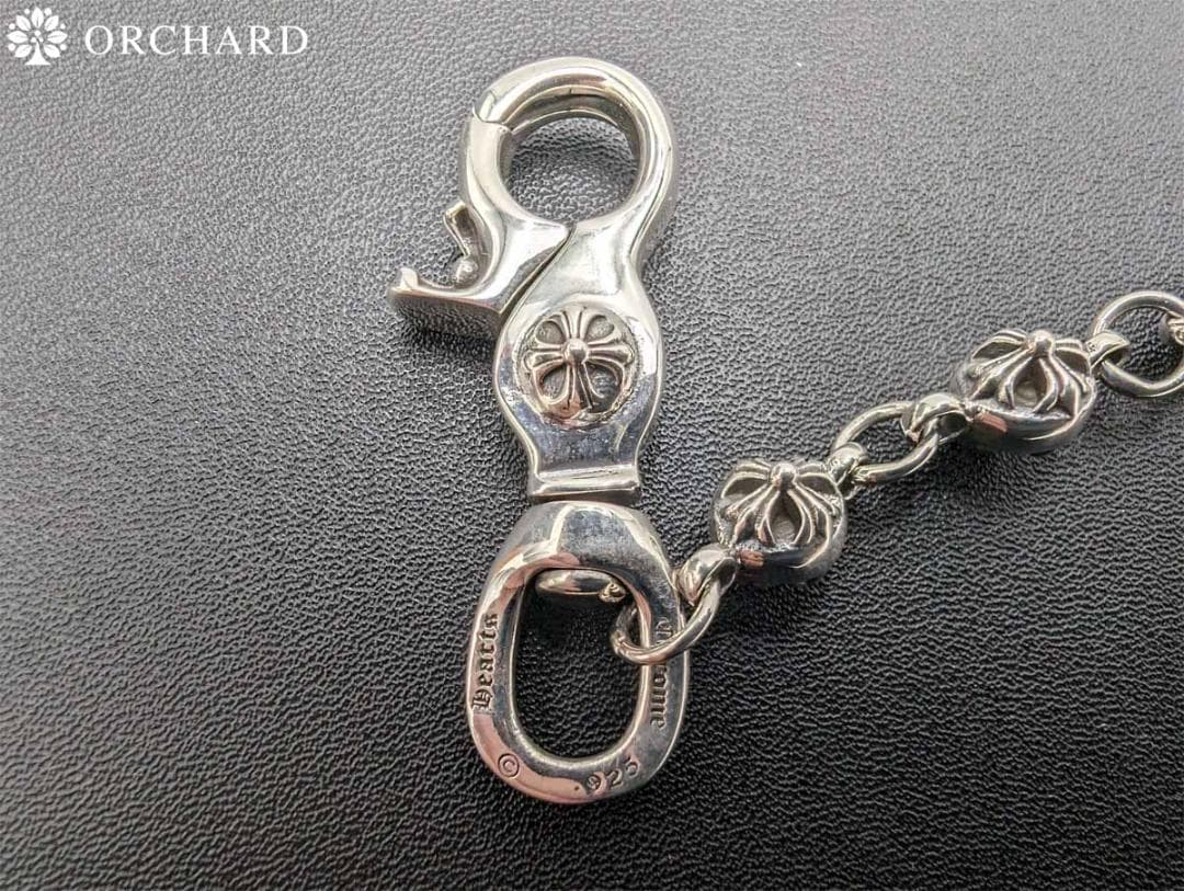 匿名配送/シルバー925/ウォレットチェーン/クロスボール/ナスカン/54cm