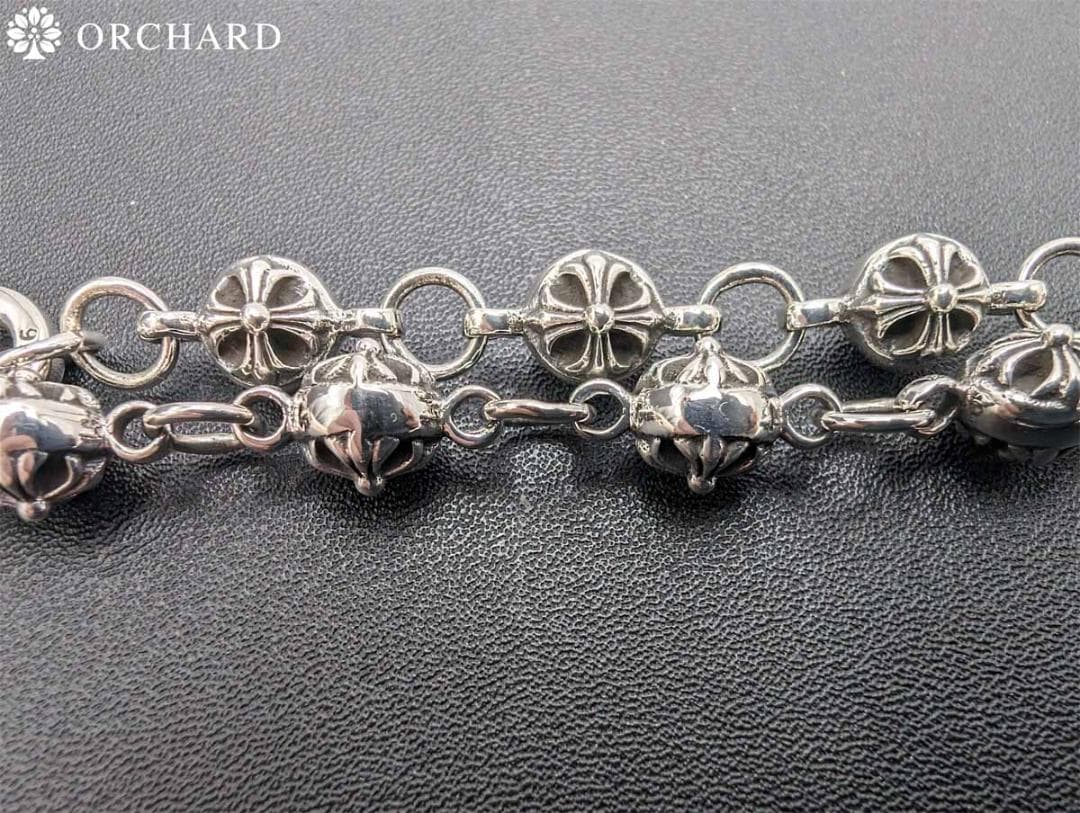 匿名配送/シルバー925/ウォレットチェーン/クロスボール/ナスカン/54cm