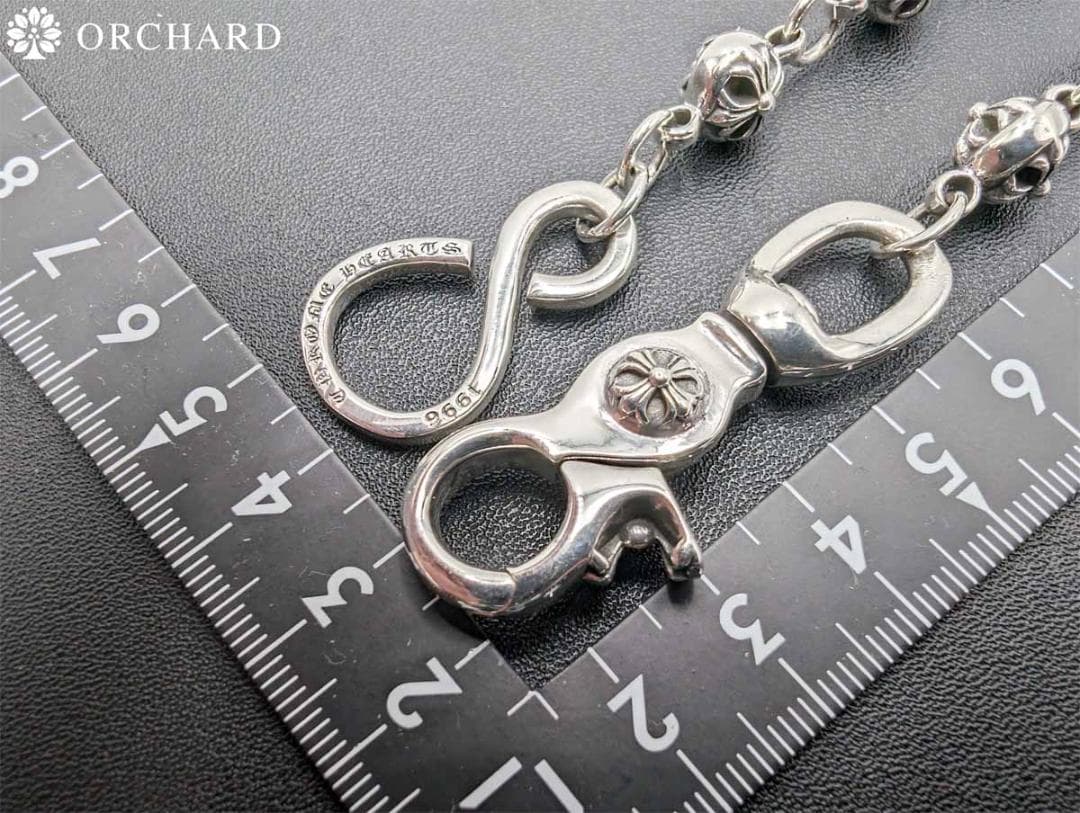 匿名配送/シルバー925/ウォレットチェーン/クロスボール/ナスカン/54cm