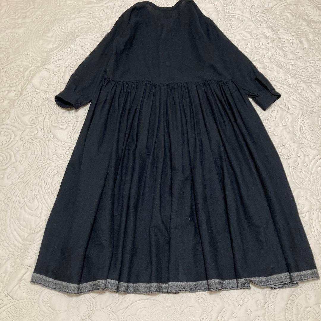 メゾンドソイル　ロングワンピース　ロングカーディガン　ウール100% ブラック