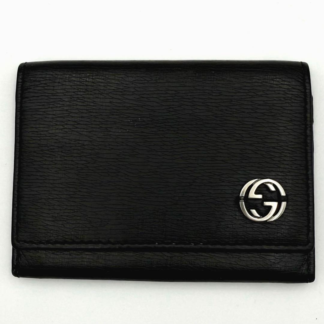 グッチ インターロッキングG カードケース 名刺入れ レザー ブラック