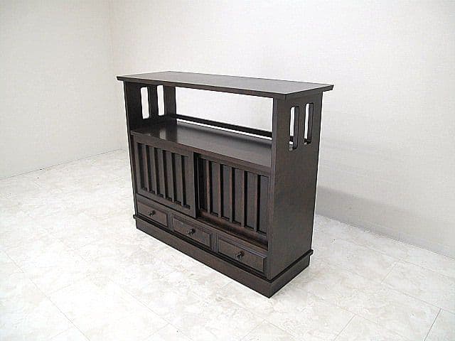 美品　北海道民芸家具 樺無垢材茶棚　 　茶タンス/茶箪笥/食器棚/サイドボード