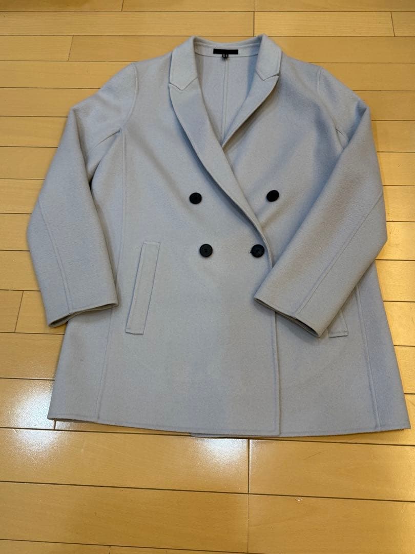 ICB 美品 カシミヤ混 ウールコート アイスブルー M 9号