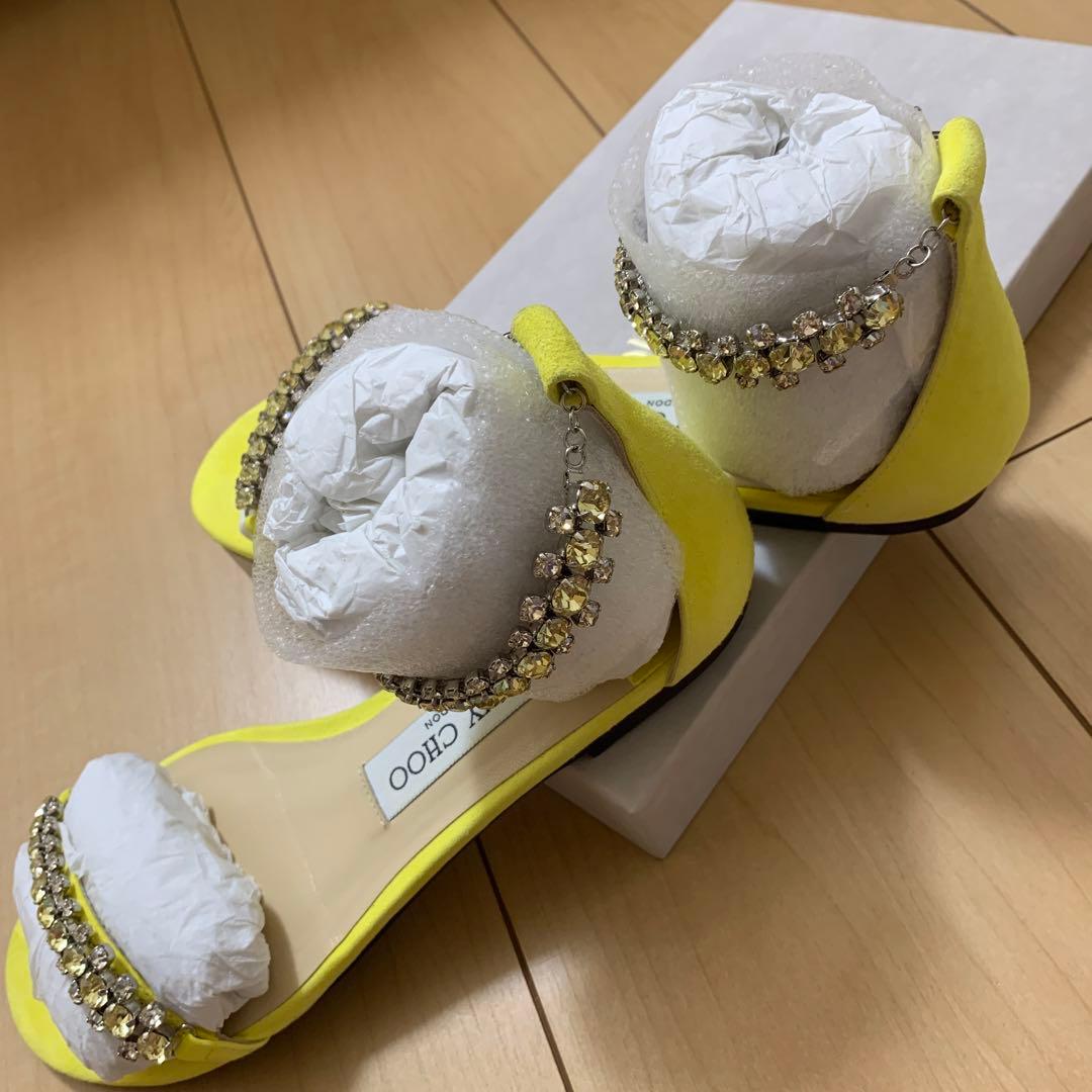 ジミーチュウ サンダル 靴 シューズ スエード イエロー ビジュー