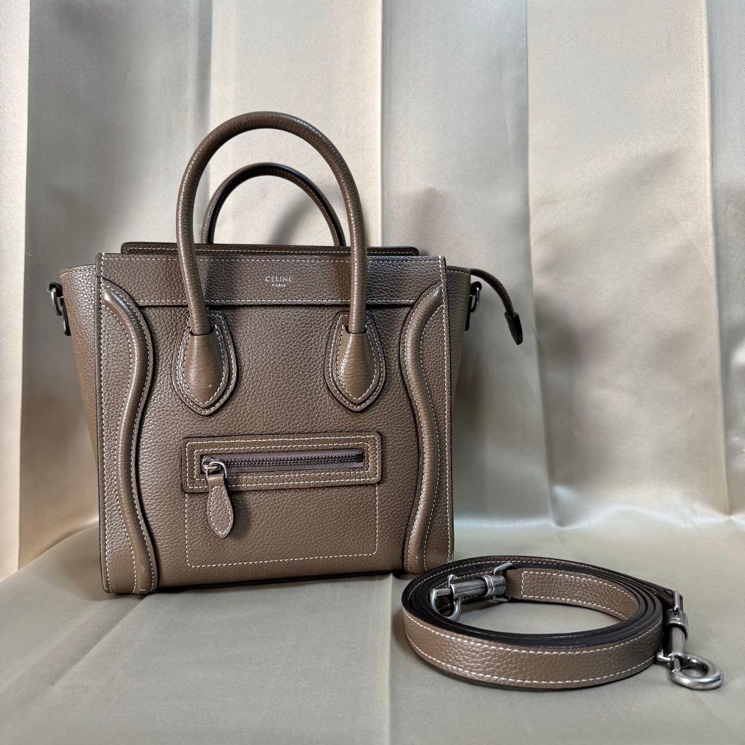 【CELINE】ラゲージ　ナノ　ドラムドカーフスキン　スリ