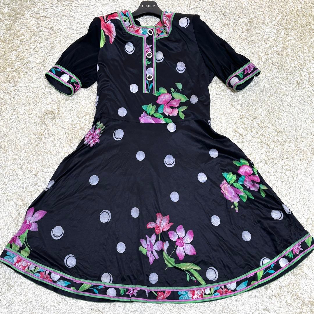 大きいサイズ　希少　LEONARD レオナール カンカン　水玉　フリルワンピース