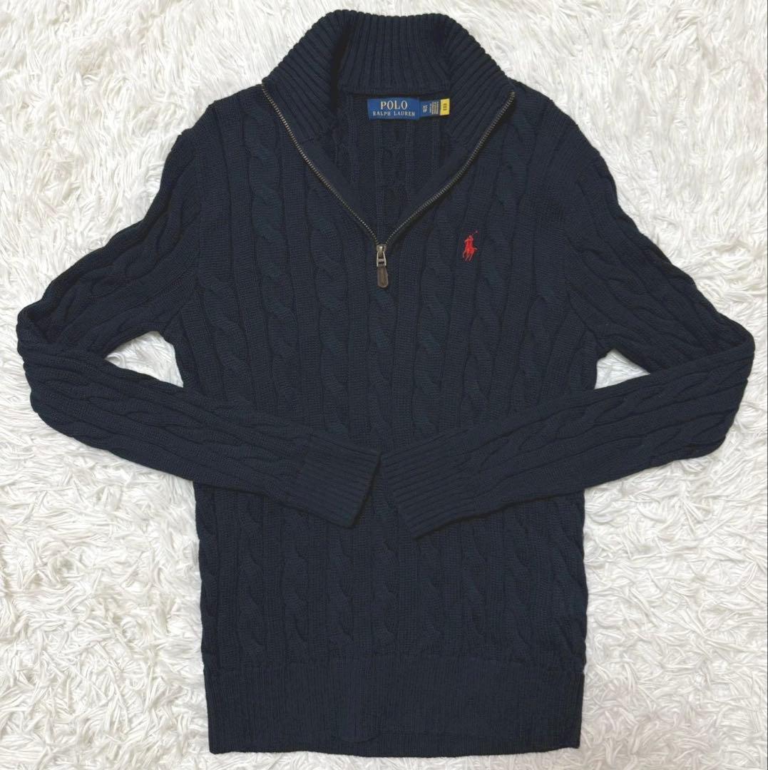 【極美品】POLO RALPH LAUREN ケーブルニット　ネイビー　洗える