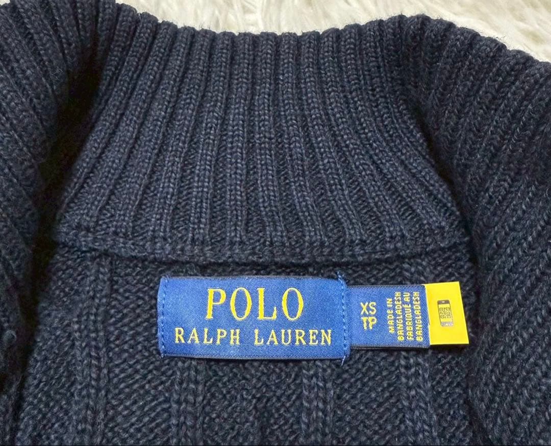 【極美品】POLO RALPH LAUREN ケーブルニット　ネイビー　洗える