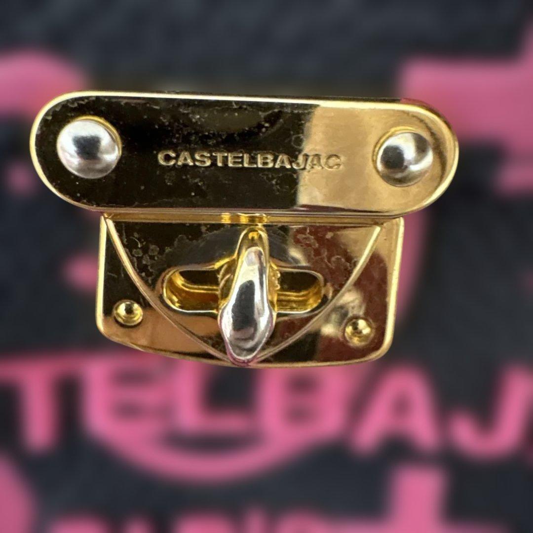CASTELBAJACカステルバジャックハンドバックピンクブラックレザー金具ハゲ
