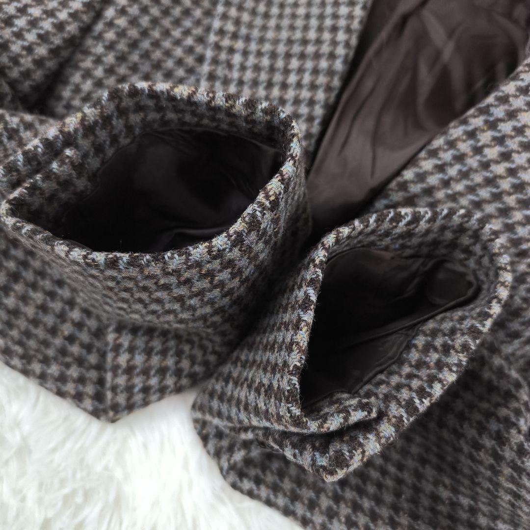 ✨美品✨ ハリスツイード テーラードジャケット 千鳥格子 2B くるみボタン 茶