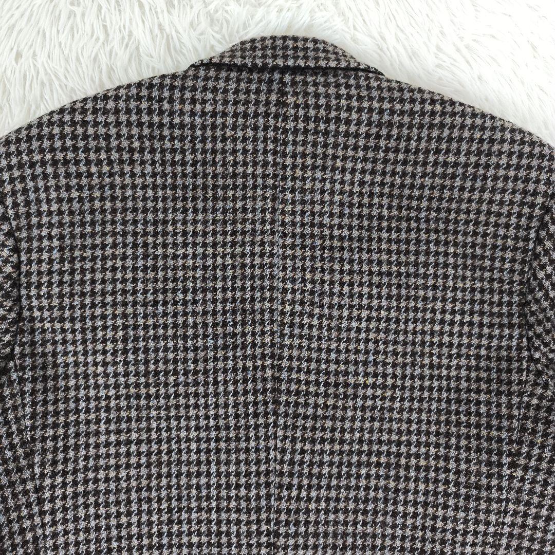 ✨美品✨ ハリスツイード テーラードジャケット 千鳥格子 2B くるみボタン 茶