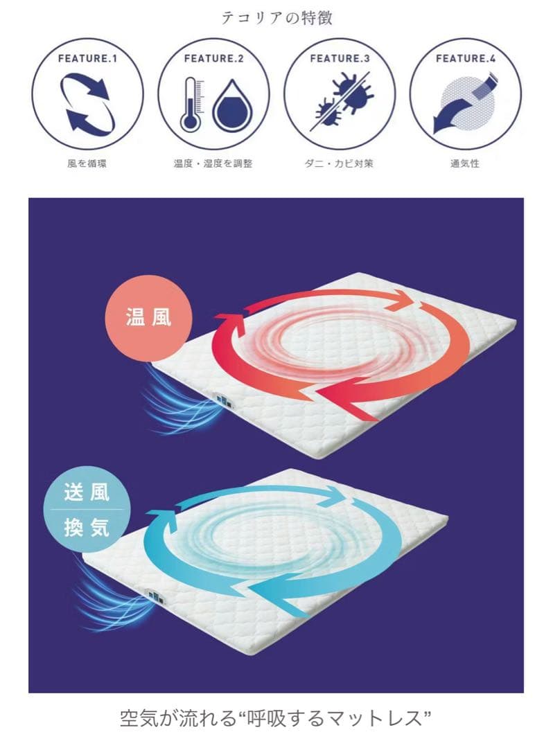 【新品】【定価70%OFF】 空気循環マットレス テコリア シングル