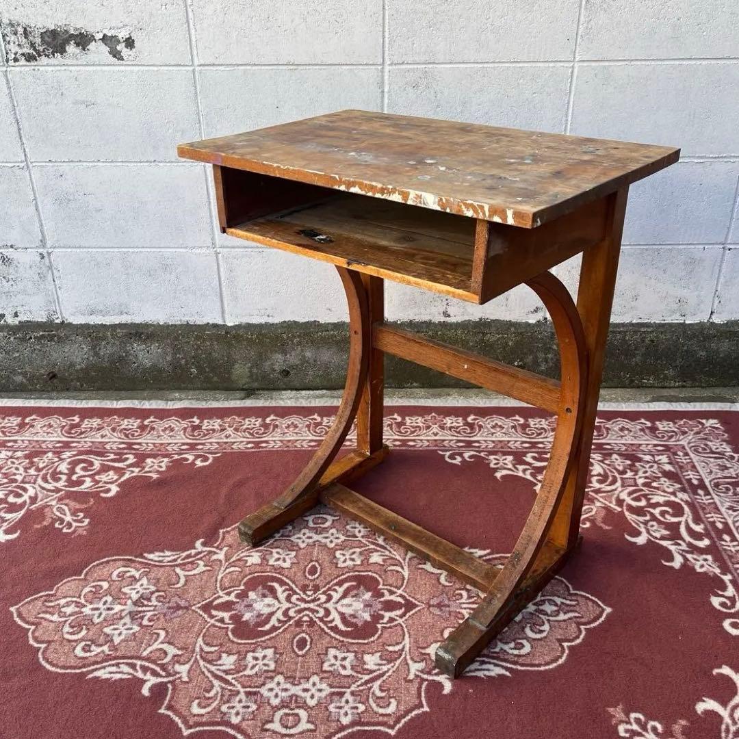 古家具アンティーク品◾️昔の古い木製机 サイドテーブル ディスプレイ台