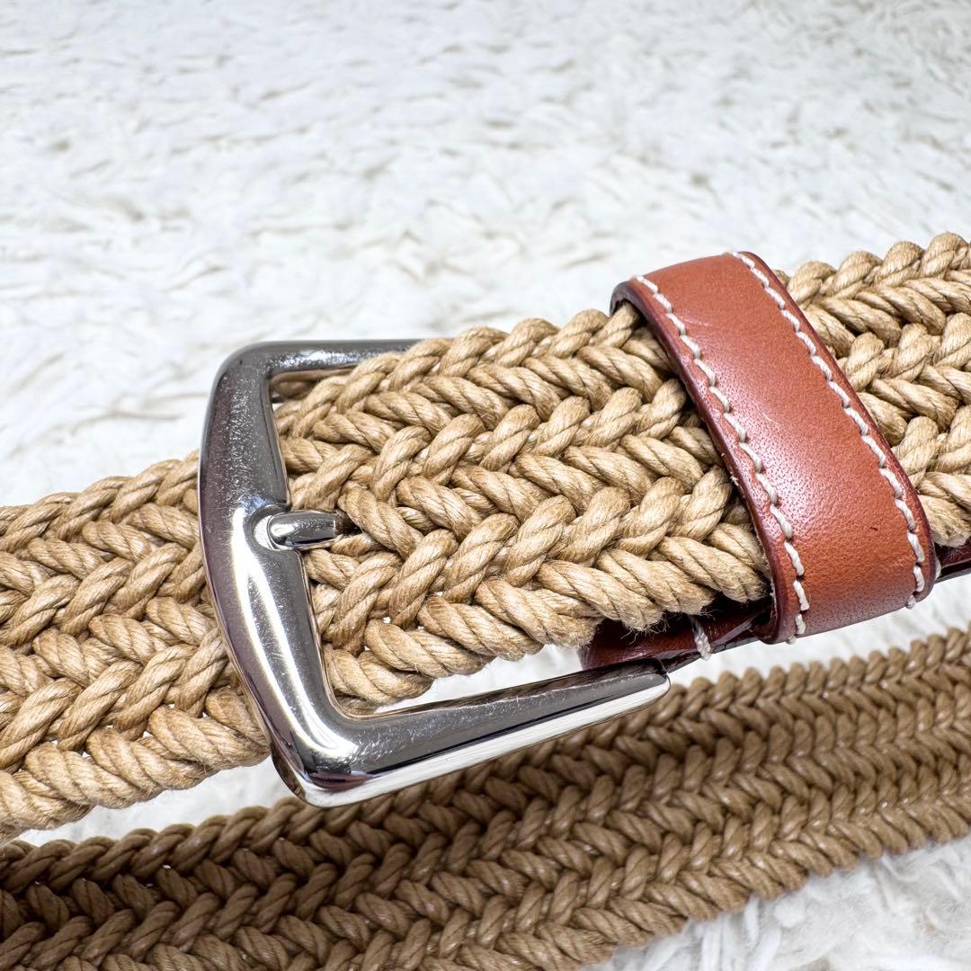 【極上級】ロロピアーナ イタリア製 メッシュ レザー ベルト ブラウン