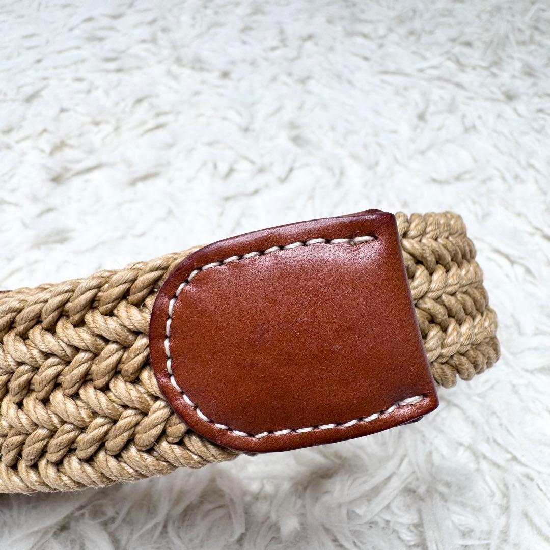 【極上級】ロロピアーナ イタリア製 メッシュ レザー ベルト ブラウン