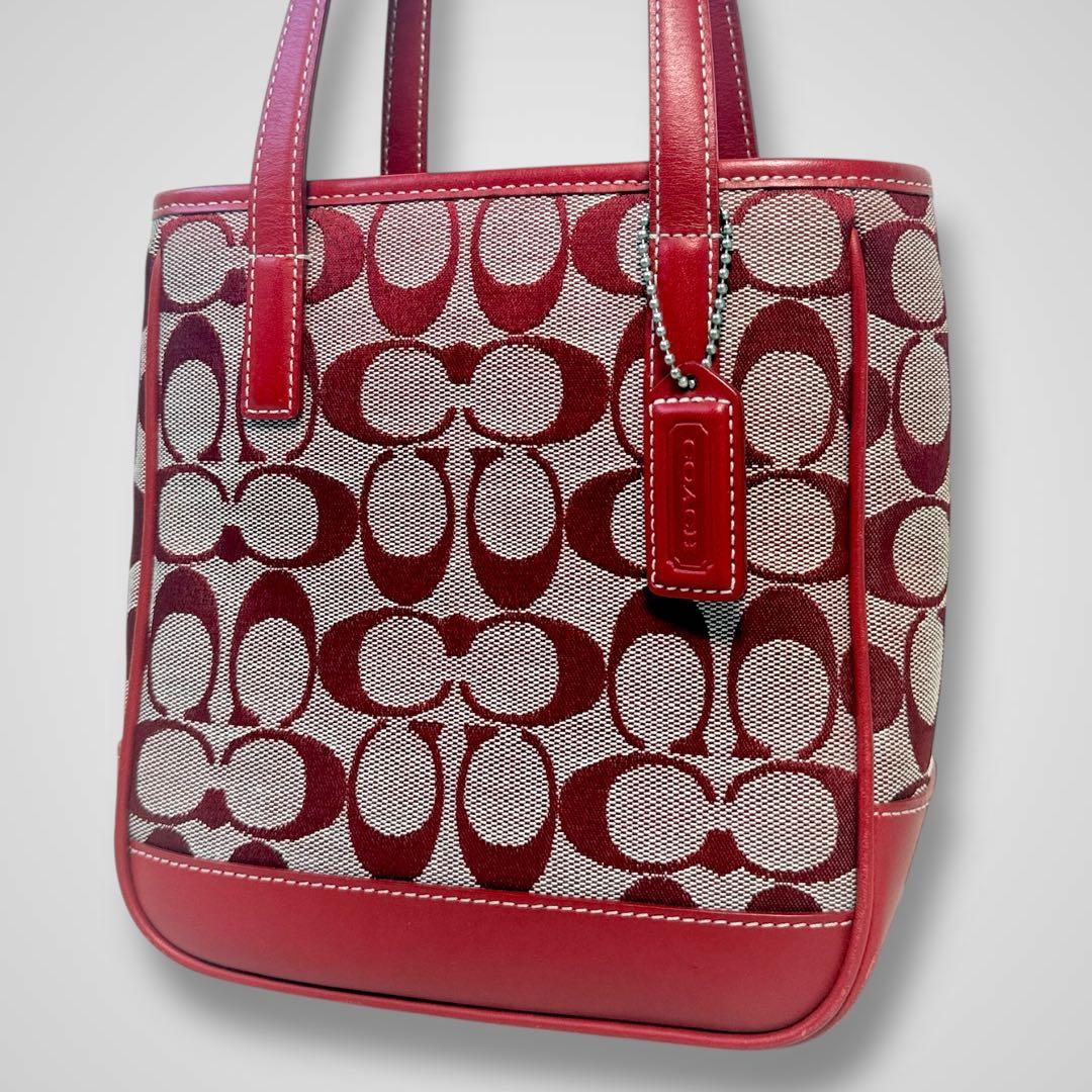 COACH signature mini tote handbag red 美品
