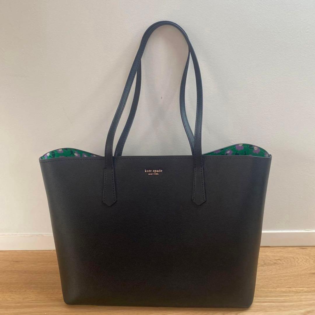 絶品グース wife　kate spade 黒レザーA4トートバッグ