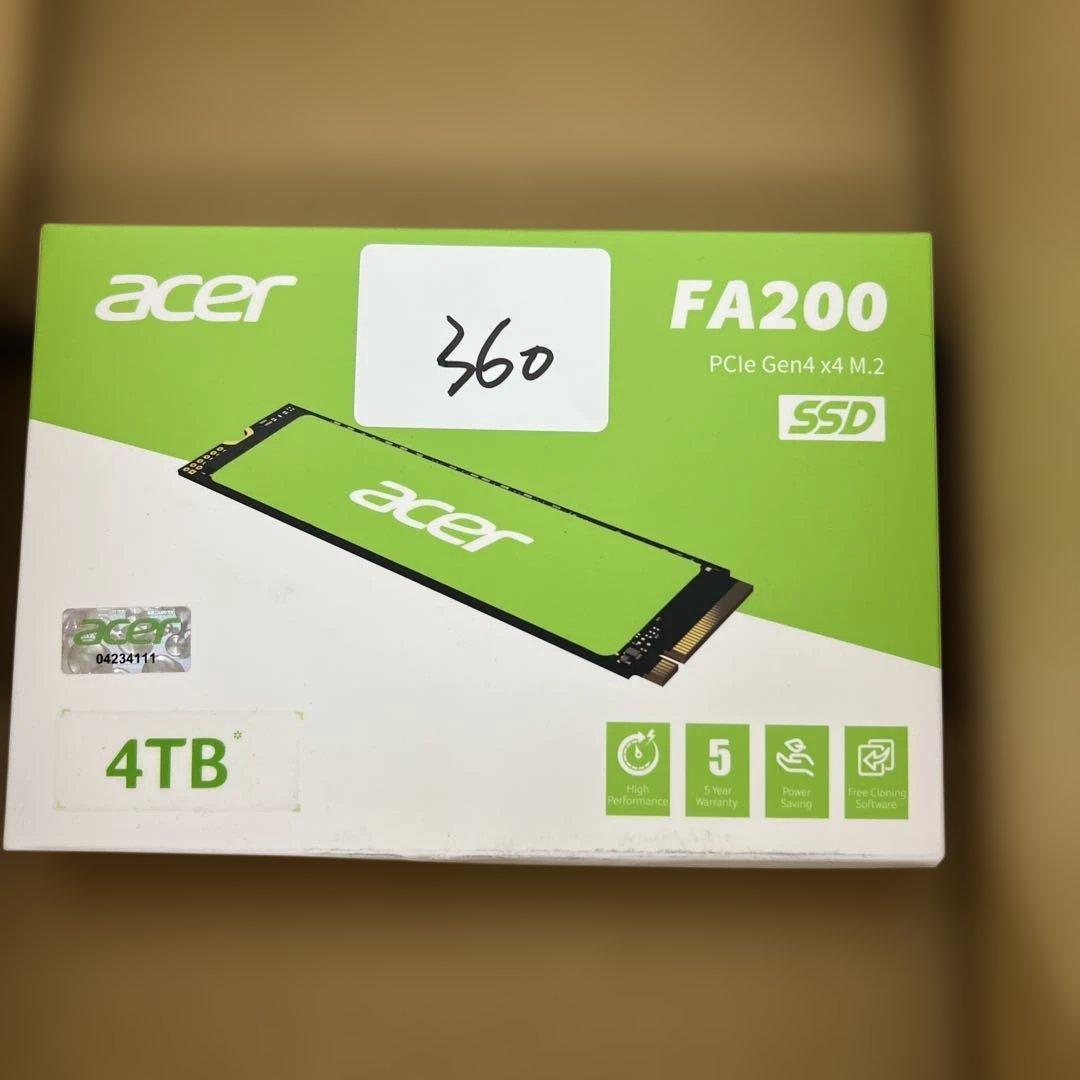 360 4TB Acer M.2 SSD FA200 PCIe Gen4×4