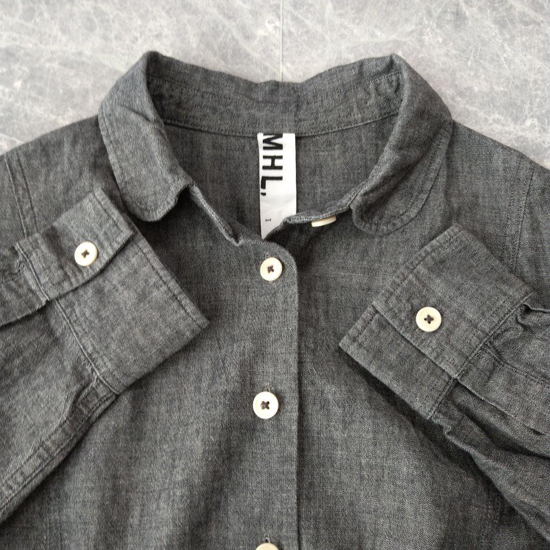 591 hina様 MHL. シャンブレー シャツ ワンピース グレー
