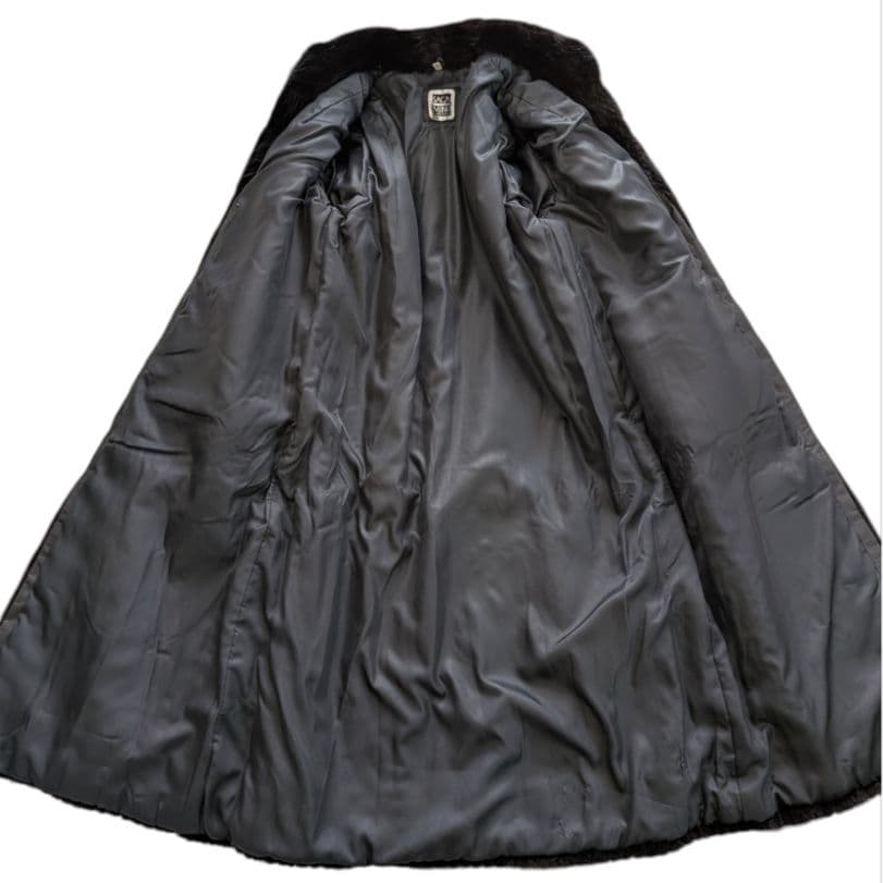 希少　SAGA MINK　マキシ丈　13号　 ロングコート レザーパイピング