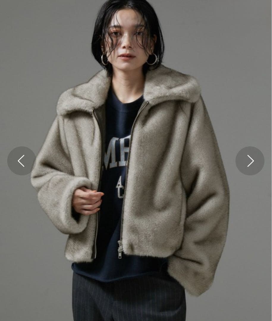 ミンクライクエコファークロップドジップブルゾン