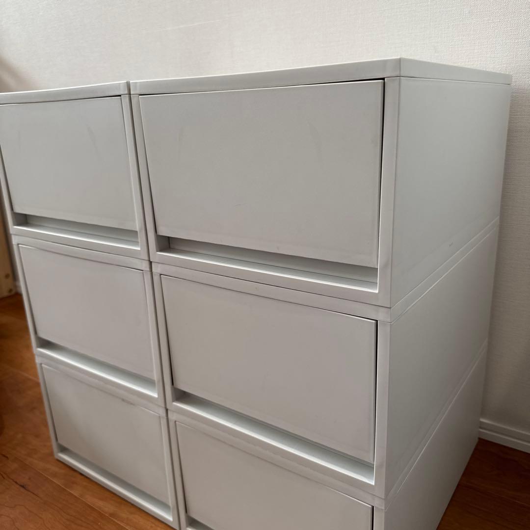 【６個セット】 無印良品 ポリプロピレンケース・引出式・深型・ホワイトグレー