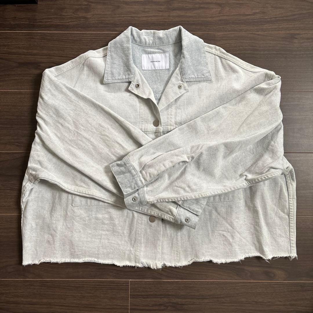 FRAMeWORK ライトグレー クロップドデニムジャケット