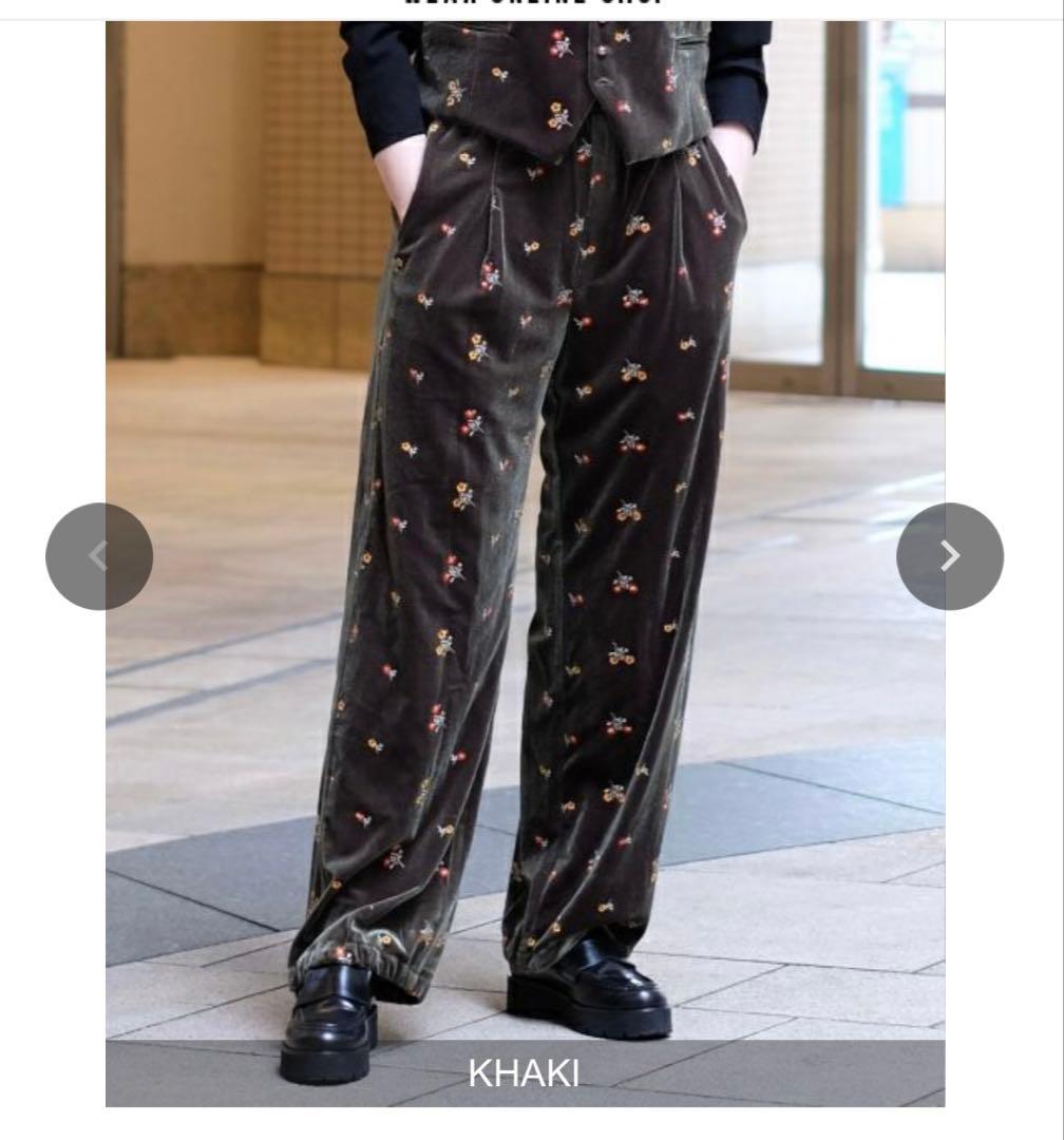 えきこ TICCA 花柄刺繍 フラワーエンブロイダリーベロアパンツ