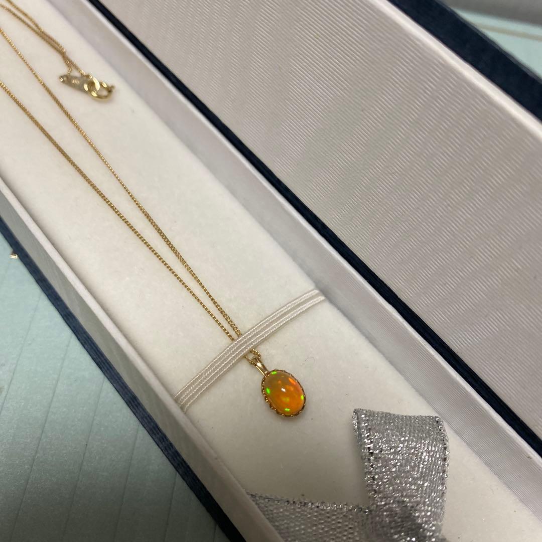 A*K様 ジュエリーツツミ K10YG オパール ペンダント ネックレス 10月