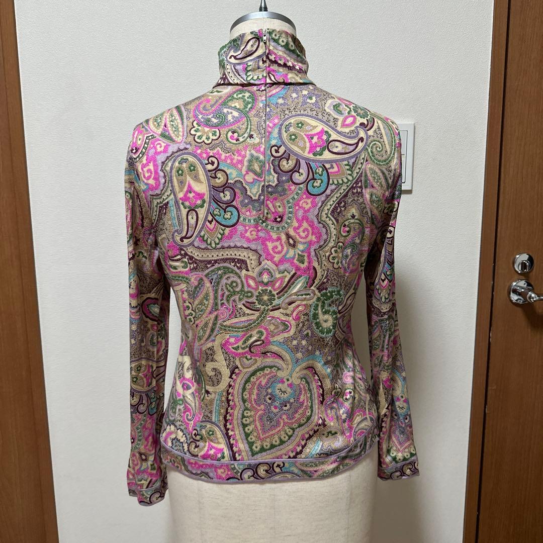 LEONARD FASHION ペイズリー柄 タートル 長袖 カットソー L