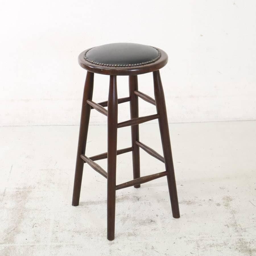 6脚まとめ買い4 ルーマニア製 ハイスツール ビーチ材 ブラック PVCレザー