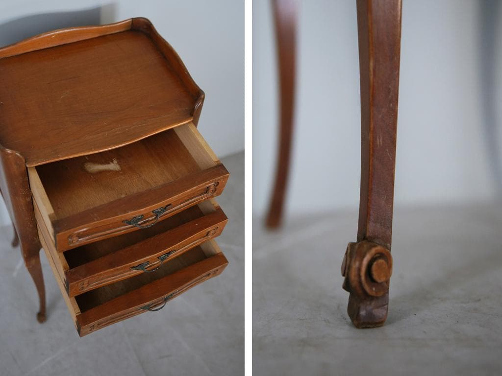 フランスアンティーク猫脚ベッドサイドキャビネット/ナイトテーブル机(91-236