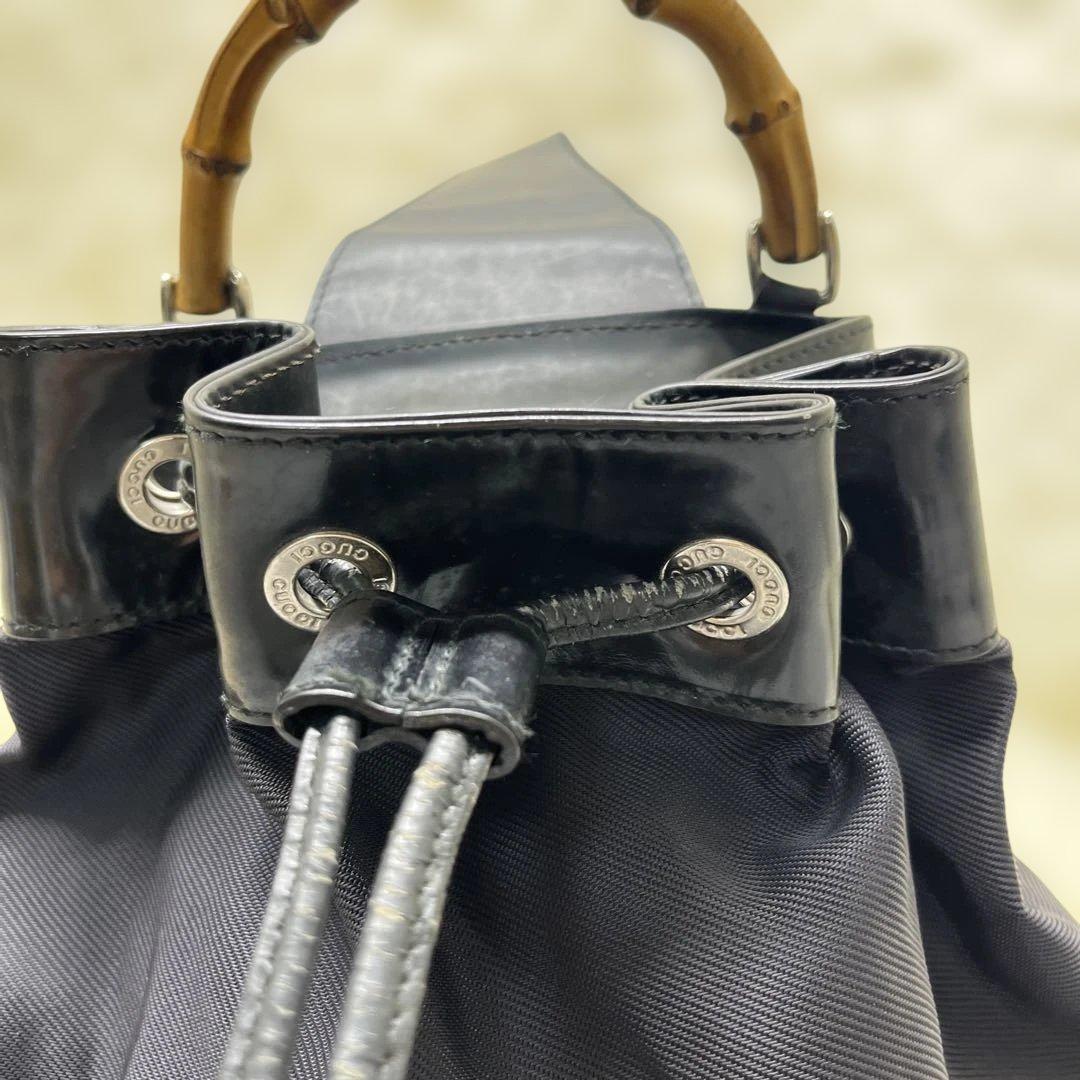 美品 GUCCI バンブー 巾着 2way ワンショルダー ナイロン グッチ