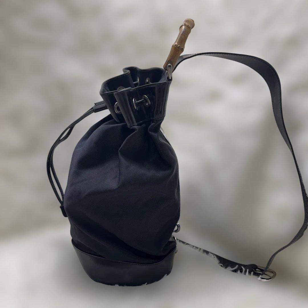 美品 GUCCI バンブー 巾着 2way ワンショルダー ナイロン グッチ