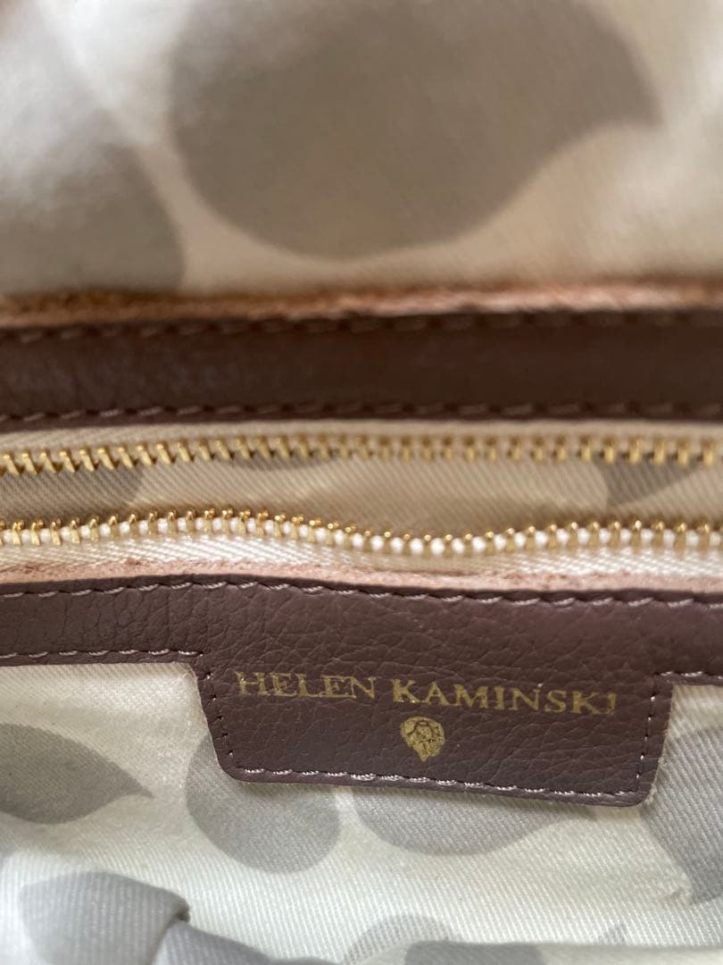 ヘレンカミンスキー　レザーハンドル　ラフィア ショルダーバッグ　ベージュ