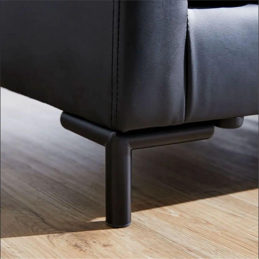 ソファ 2人掛け 2.5人掛け ローソファ 合成皮革 コンパクト ブラック