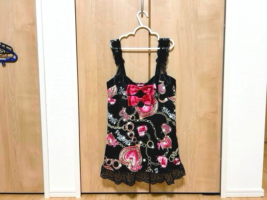 MARS♡AliceTime柄♡アリスタイム♡胸元リボン♡キャミトップス♡BK