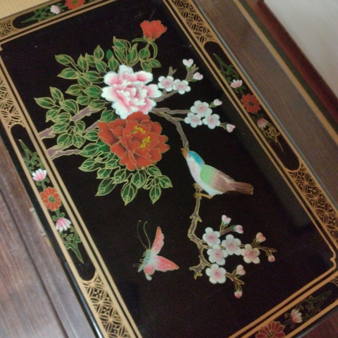 漆塗り家具　　手書き花鳥蒔絵