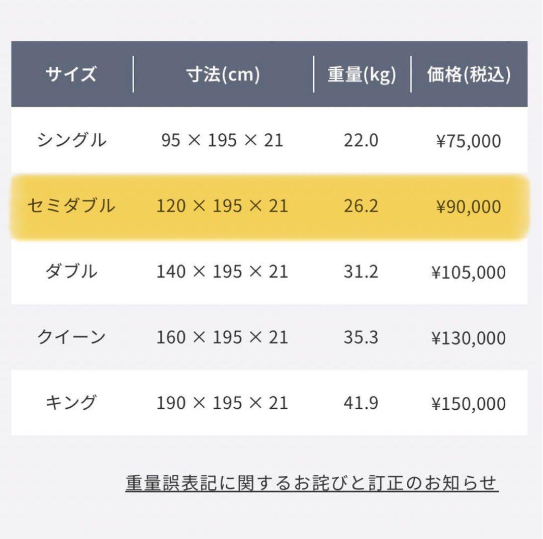 お値下げ！【美品】NELLマットレス　セミダブル