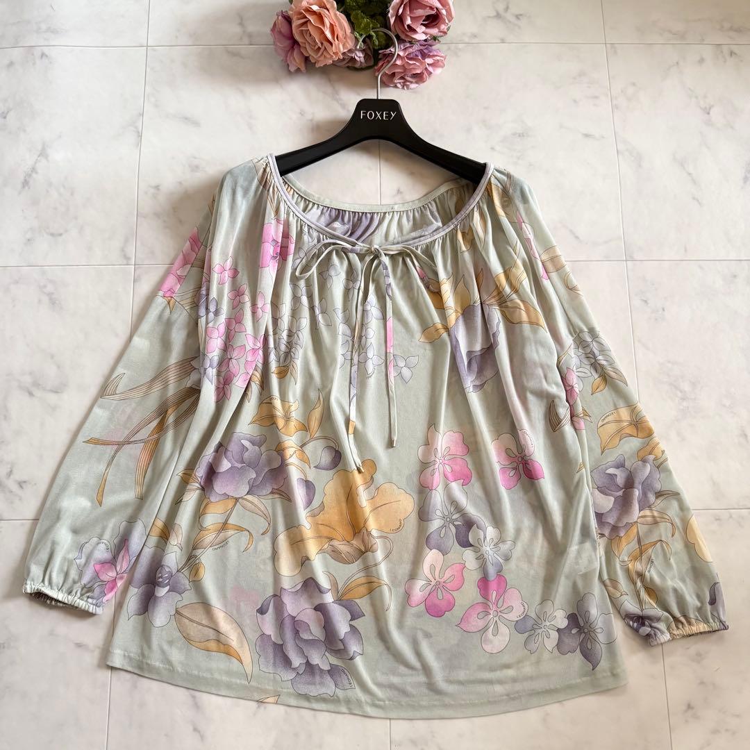 レオナール★最高級カンカン チュニック トップス 花柄 リボン XL相当