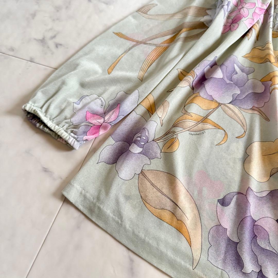 レオナール★最高級カンカン チュニック トップス 花柄 リボン XL相当