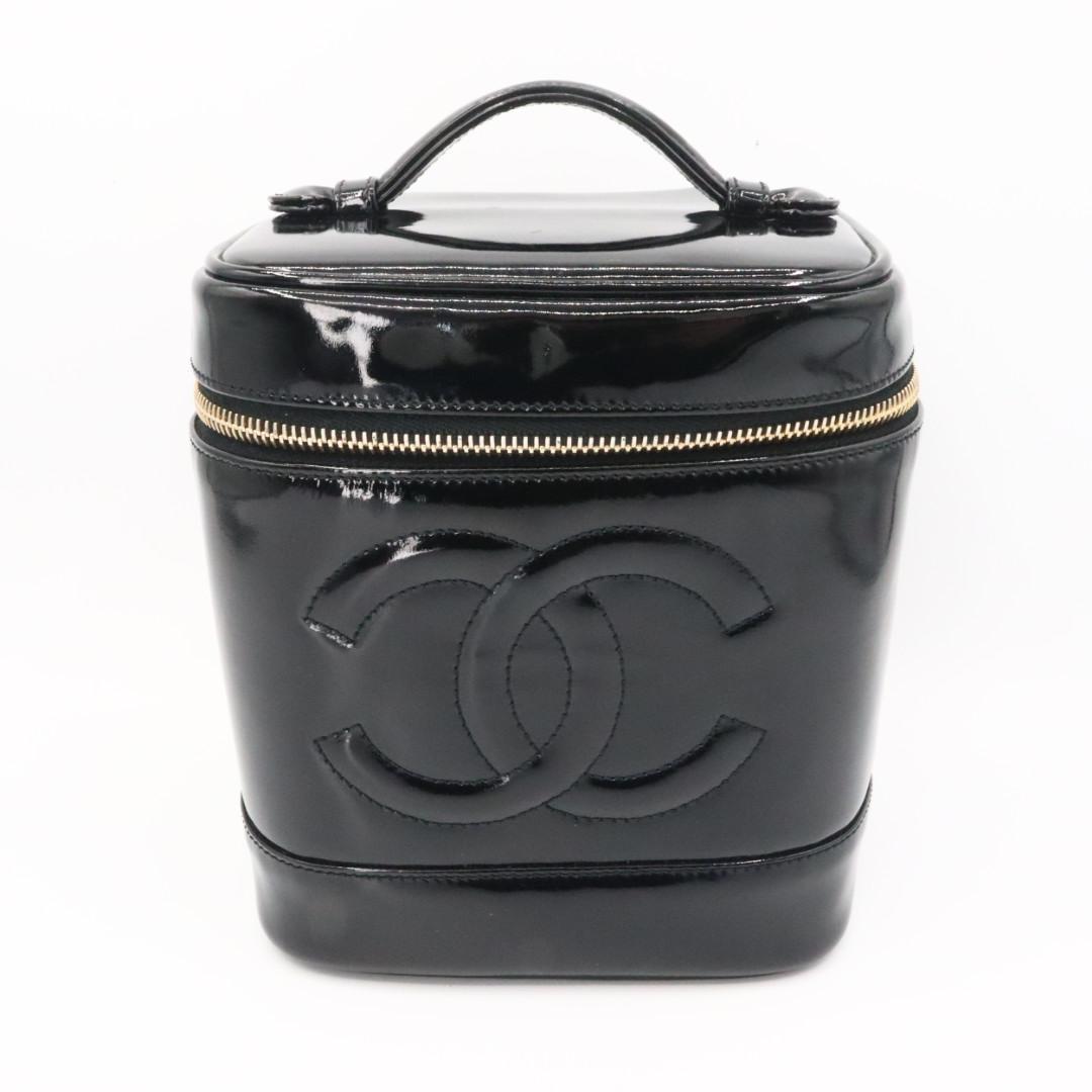 美品　シャネル　エナメル　ココマーク　バニティバッグ　ブラック