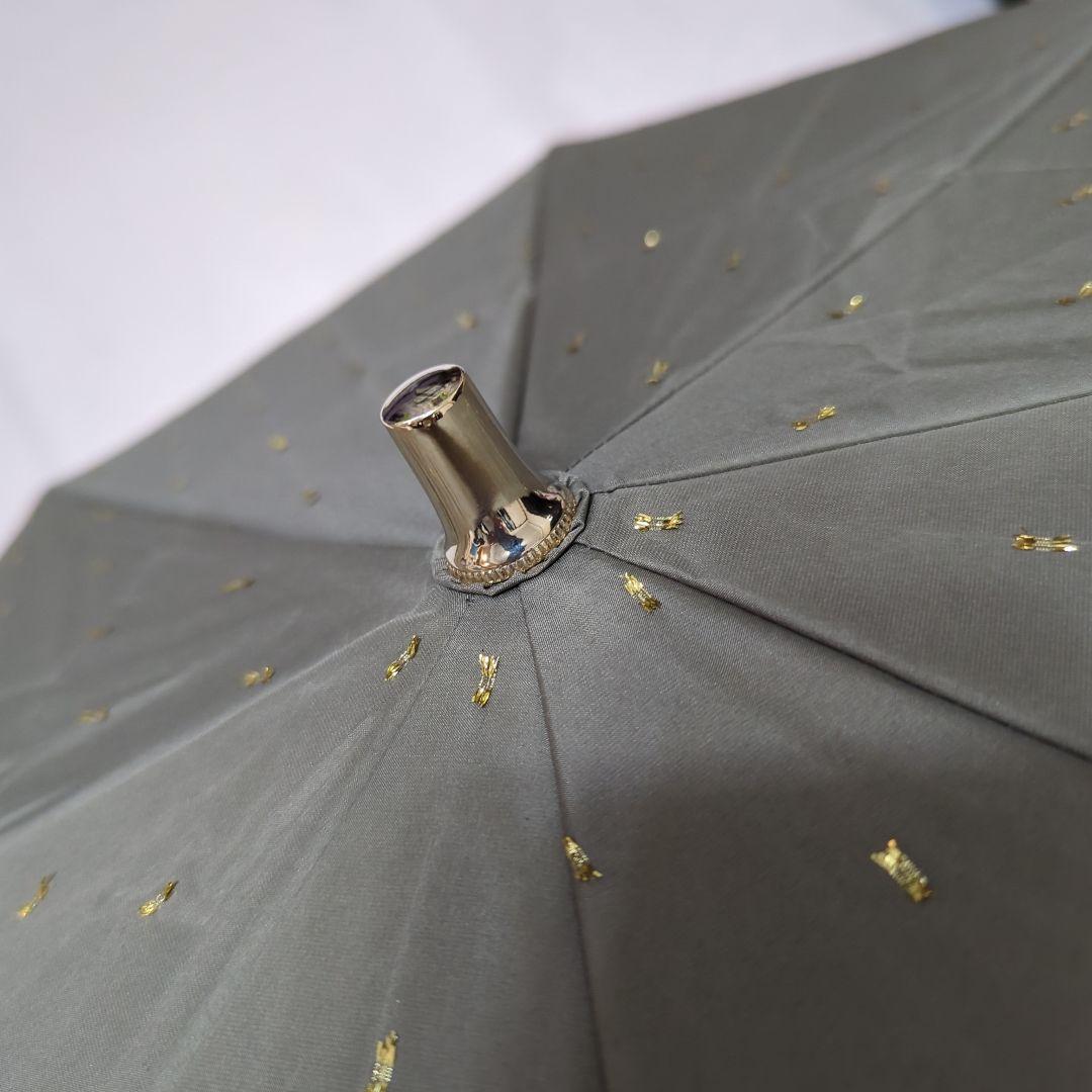 未使用✨ジルスチュアート 晴雨兼用傘 日傘トップフラット フリル ラメ カーキ