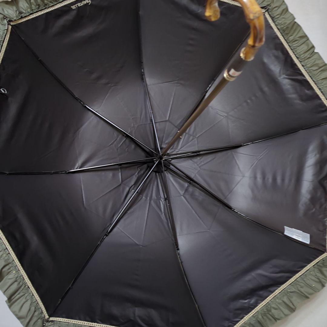 未使用✨ジルスチュアート 晴雨兼用傘 日傘トップフラット フリル ラメ カーキ