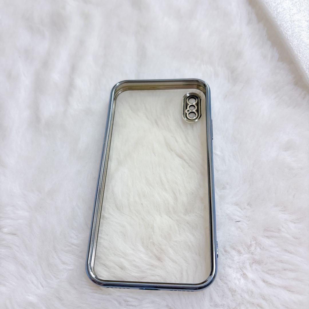 匿名配送❣️iPhone X XS ケース　ブルー　クリア　シンプル　おしゃれ