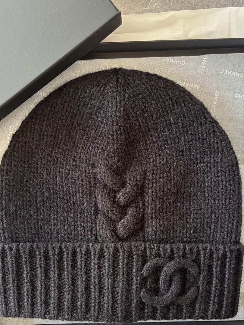 CHANEL カシミヤニット帽 2025新作 ブラック