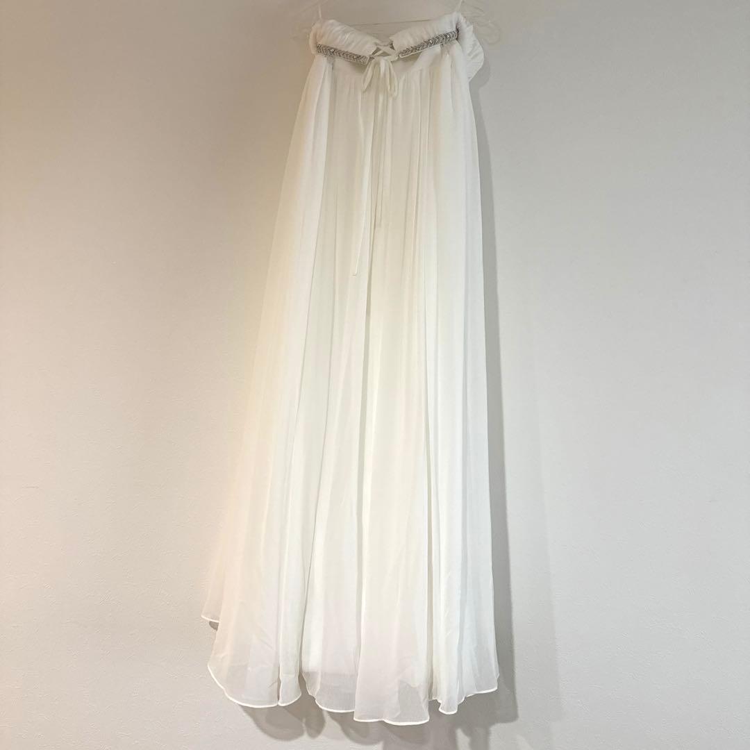 ビジュー付きストレートドレス エンパイアライン