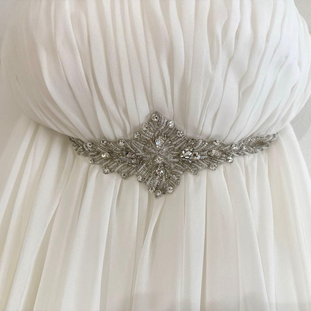 ビジュー付きストレートドレス エンパイアライン