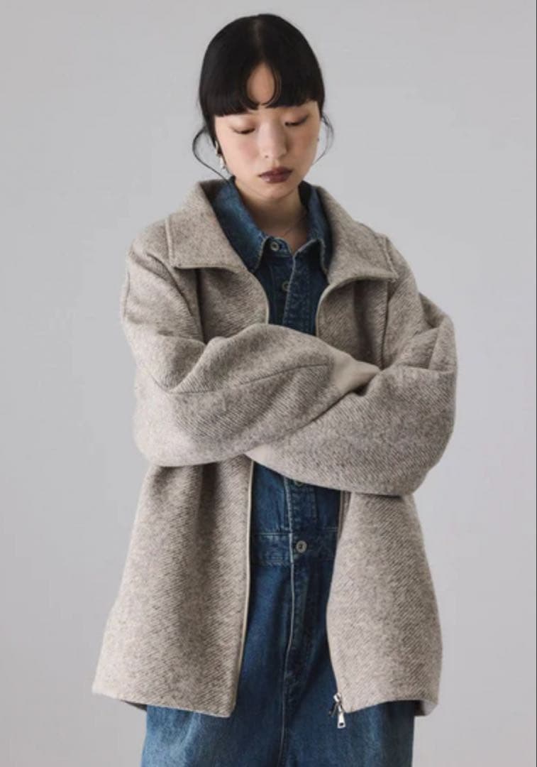 ヘリンボンツイードボンディングコーディガン