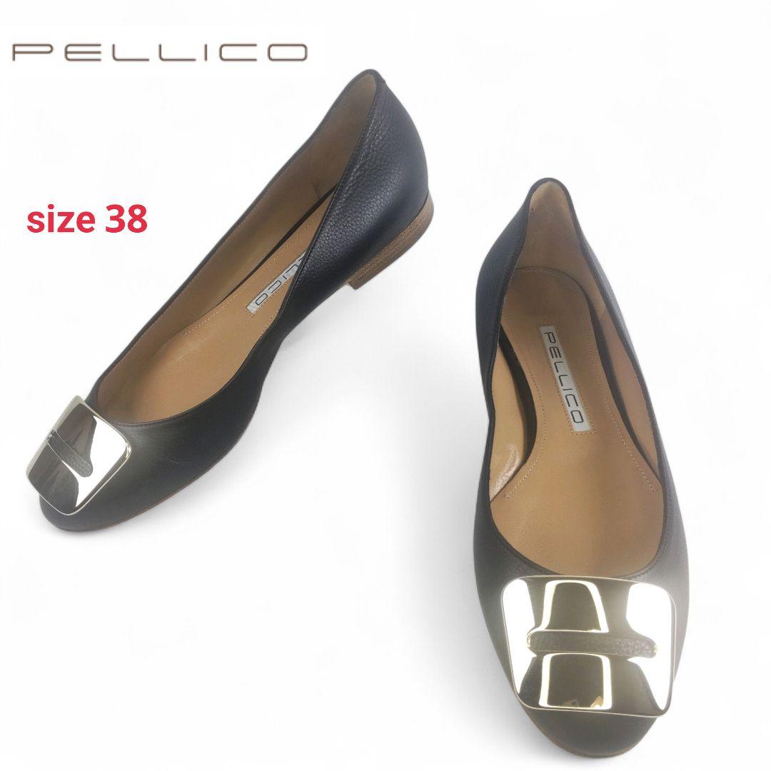 【PELLICO】極美品 GOLD ANELLI FIBBIA パンプス 38